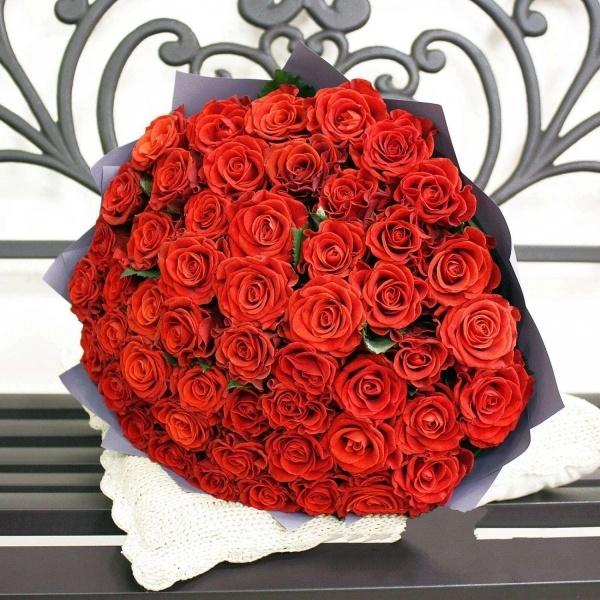 Красная роза Эквадор 51 шт код  101286nizniy